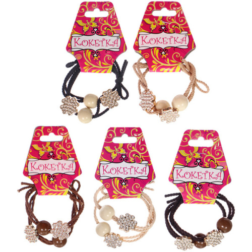 Резинки для волос 2шт "ФАНТЕЭГРО", клевер, цвет черный, молочный и коричневый, d-5.5см (Кокетка)