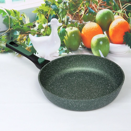 Сковорода BAROLY GREEN 28см индукционная каменная крошка, съемная бакелитовая ручка_3