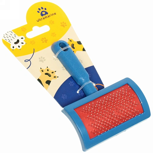 Расческа-пуходерка для кошек и собак Пушок 12см цвет синий Ультрамарин_3