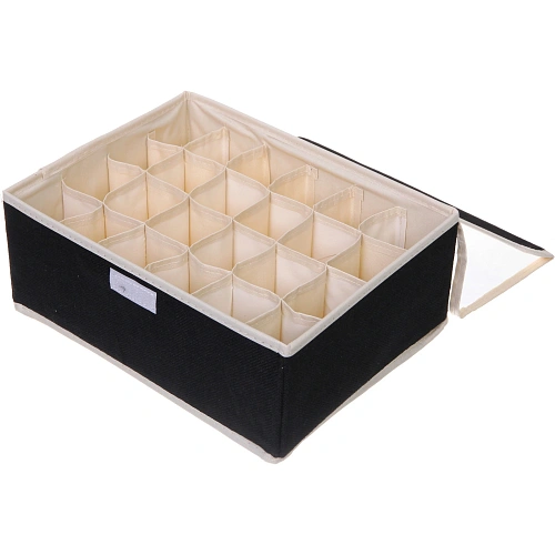 Кофр - органайзер для хранения вещей с прозрачной крышкой УЮТДОМА, цвет черный, 24 отделения, 322412см_4