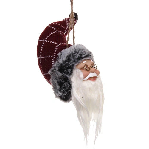 Украшение на бутылку Дед Мороз 15 см, бордовый колпачок_7