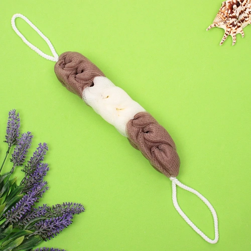 Мочалка для тела PREMIUM - VELENA, цвет белый  мокачино, 46295,5см, 60грамм, Zip пакет_3