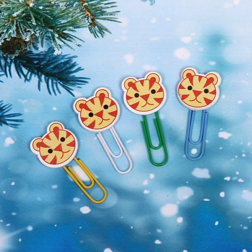 Скрепки для бумаги 4шт Тигрёнок 5 см_3