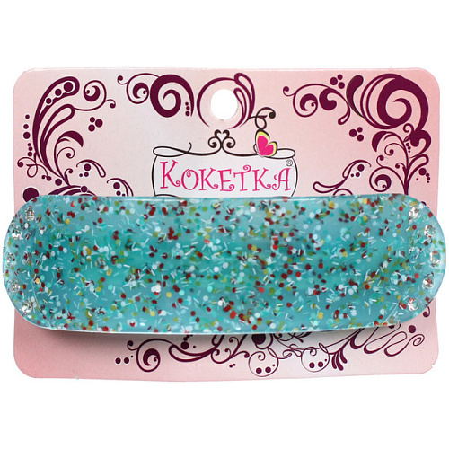 Заколка - автомат ЭКЛЕР, форма прямоугольная, танула, микс 5 цветов, 92,7см (блистер Кокетка)_3