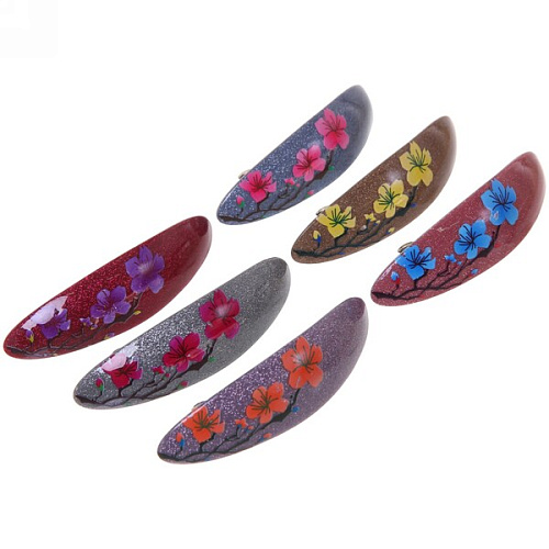 Заколка автомат Lady Collection - Сакура, овал, 6 цветов, 92,5см (Кокетка)_13