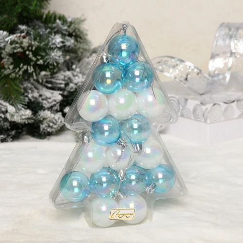 Набор украшений "Легенды зимы" 4 см (набор 17 шт), Белый, голубой