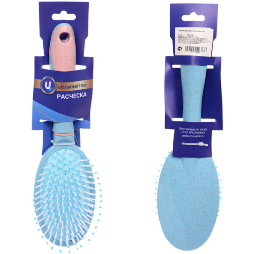 Расчёска массажная &quot;Beauty Bar Viki&quot;, форма овальная, цвет небесно-голубой, 26*6.5см (Блистер Ultramarin и пакет)