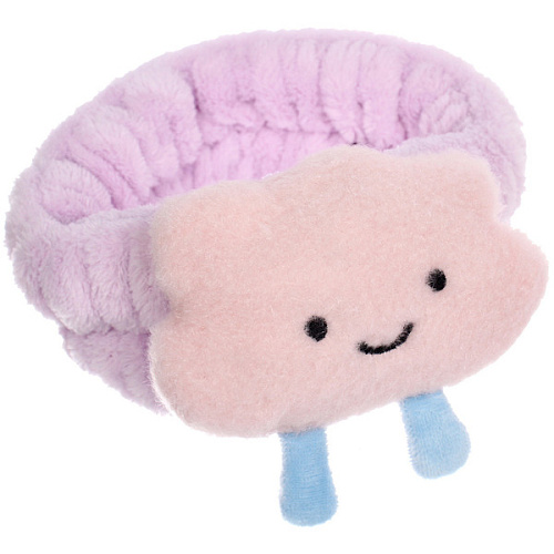 Повязка на голову косметическая ДАЙМОНД РУШ, облачко, цвет сиреневый, пудровый, небесный и серый, 2055см (ZIP пакет)_8