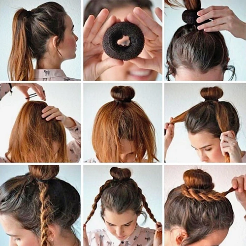 Заколка валик для создания пучка d-5,5см, цвет черный (лейбл Кокетка)_9