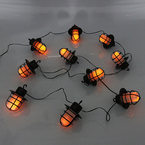 Гирлянда для улицы Фонари 4 м 10 ламп LED (108 см) чёрнпров, 1 реж,IP-54, Эффект горящего пламени (солнечная батарея)_3