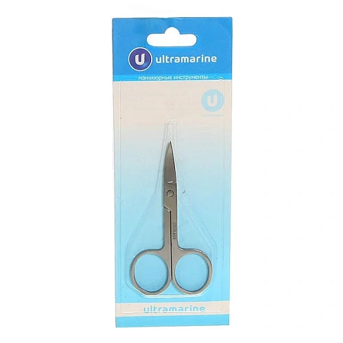 Ножницы маникюрные на блистере "Ultramarine", круглые кольца, широкие, цвет серебро 9см