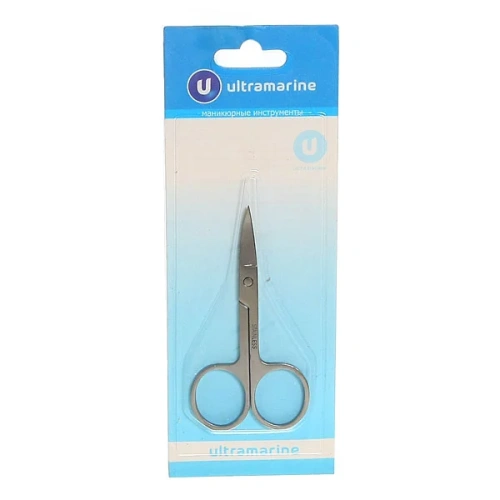Ножницы маникюрные на блистере "Ultramarine", круглые кольца, широкие, цвет серебро 9см