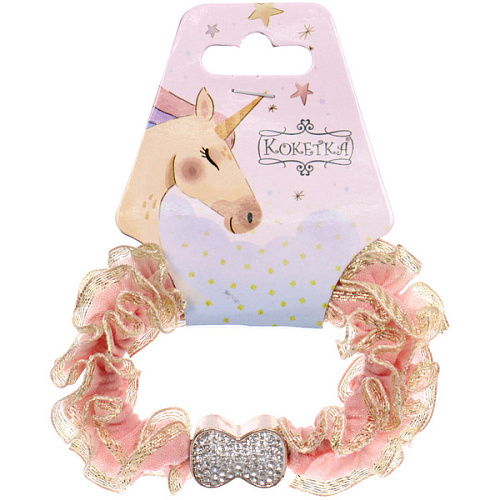 Резинка для волос 1шт МАЛЬТА, бантик, микс 5 цветов, d-5см (подвес Единорог)_6