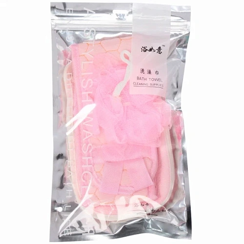 Набор массажных мочалок 3шт Уход за телом, цвет розовый, 2513см, 855см,12см, Zip пакет_10