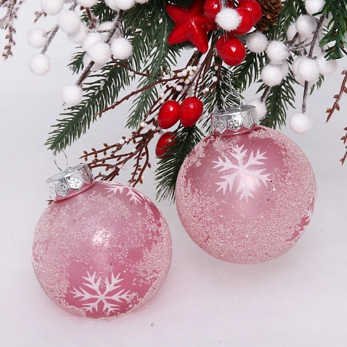 Набор украшений SHINE "Snow Sand" 8 см (2 шт.), rose pink