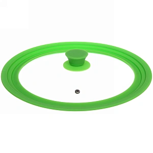 Крышка для посуды универсальная 26,28,30см зеленая силиконовая ручка