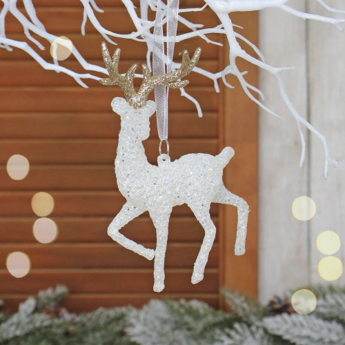Подвеска "Загадочный олень" 14 см, белый блеск