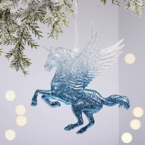 Подвеска "Волшебный Пегас" 13*12,5 см, Белый/Голубой