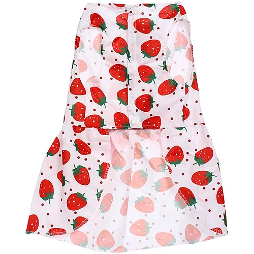 Платье для кошек и собак мелких пород Бонита на прогулке, клубнички, размер ХL, длина спинки 32-34см_8