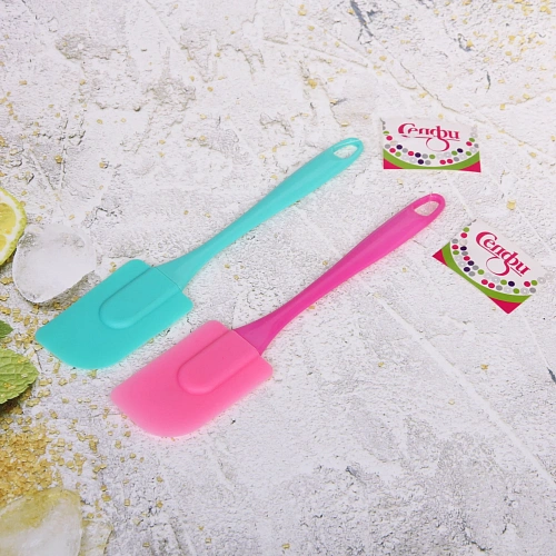 Лопатка кулинарная силиконовая 245см цветная ручка_3