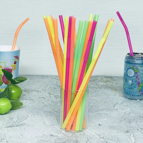 Трубочка для коктейля 8*260мм в наборе 25 шт цветная