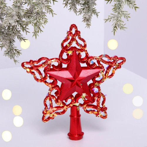 Звезда на ёлку "Снежная звезда" 15 см, Красный