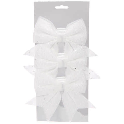 Бант на елку "Нежность" 12*14 см (набор 3 шт), Белый