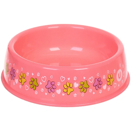 Миска пластиковая "МОЙ БРО - Лапки царапки!, цвет розовый ,  21*6,5см (логотип на миске) 700мл