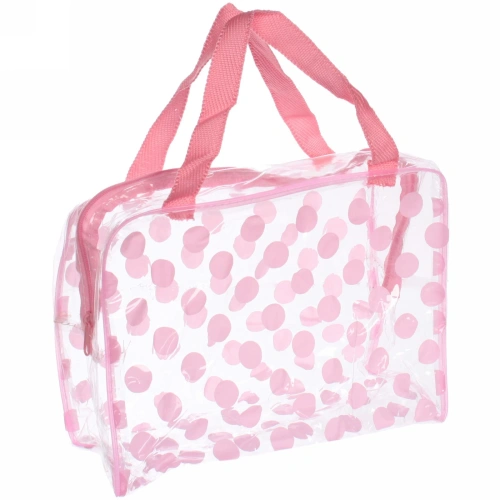 Косметичка прозрачная "Adventure - Peas", круги, цвет розовый, 16*23*9см