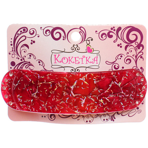 Заколка - автомат ЭКЛЕР, форма прямоугольная, флекса, микс 5 цветов, 92,7см (блистер Кокетка)_8