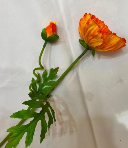 Цветок искусственный "Natur" 60см Мак оранжевый