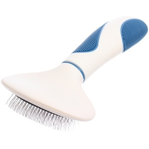 Расческа - пуходёрка для животных ЛАПУСИКИ, коллекция БРО, прорезиненная ручка, цвет белыйголубой, 85175см (блистер)_6