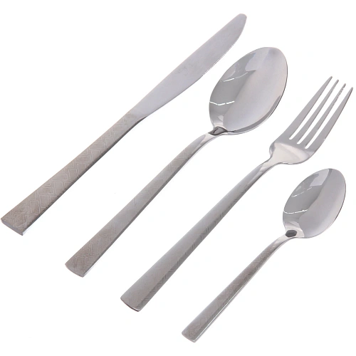 Набор столовых приборов SANLI 24шт (6ножей, 6вилок, 6стложек, 6чложек), с узором, цвет серебро_4