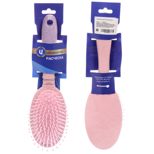 Расчёска массажная &quot;Beauty Bar Viki&quot;, форма овальная, цвет розовый фламинго, 26*6.5см (Блистер Ultramarin и пакет)