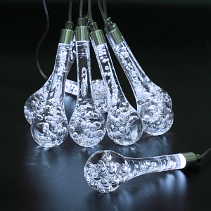Гирлянда для улицы БАХРОМА "Ледяная капля" ш3,5* в0,6/0,8 м (8 насадок h-18 см), прозр. пров, пост.свечение,IP-65, 220v, Белый