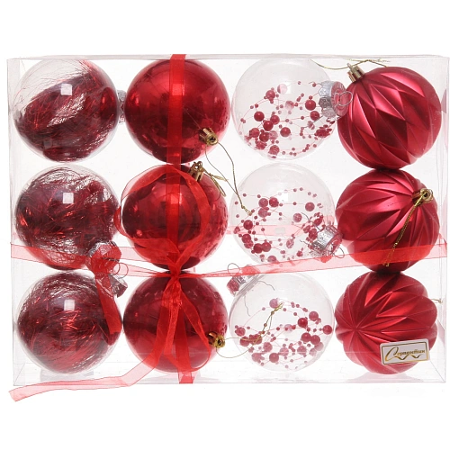 Набор шаров 8 см Волшебство (в наборе 12 шт), Красный_4