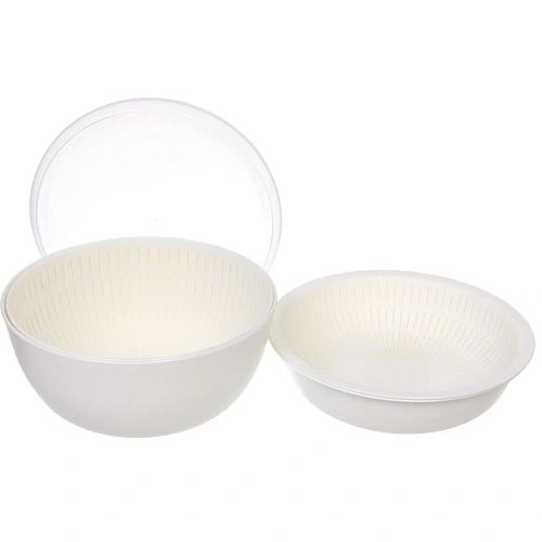 Дуршлаг пластиковый Фаттория 2412см двойной с чашей и крышкой 4предмета_3