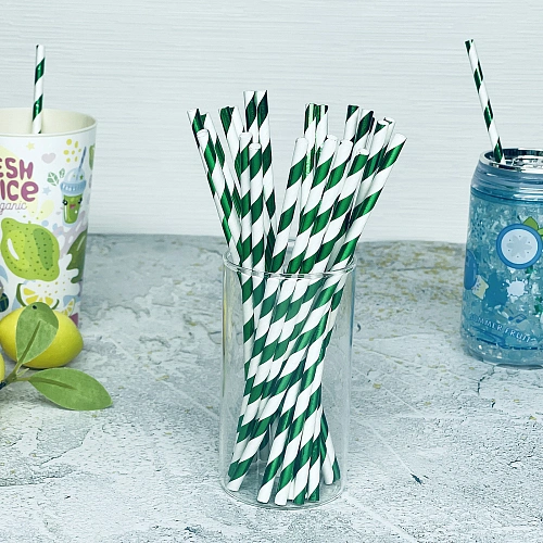 Трубочка для коктейля "Праздник" 19,5 см d-6 мм (набор 25 шт), Зеленый