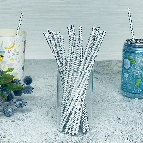 Трубочка для коктейля "Зигзаг" 19,5 см d-6 мм (набор 25 шт), Серебро