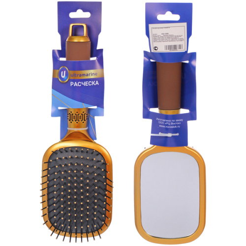 Расчёска массажная &quot;КАЛИСТА&quot;, форма прямоугольная, цвет миндальный, 24*7см (Блистер Ultramarin и пакет)