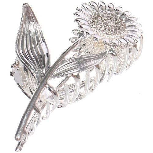 Заколка - краб для волос на блистере ДЕ Палма, подсолнух, цвет золото и серебро, 11555см _5