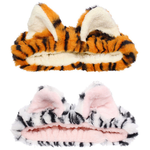 Повязка на голову косметическая ДАЙМОНД РУШ, тигрица, цвет серый и коричневый, 2055см (ZIP пакет)_7