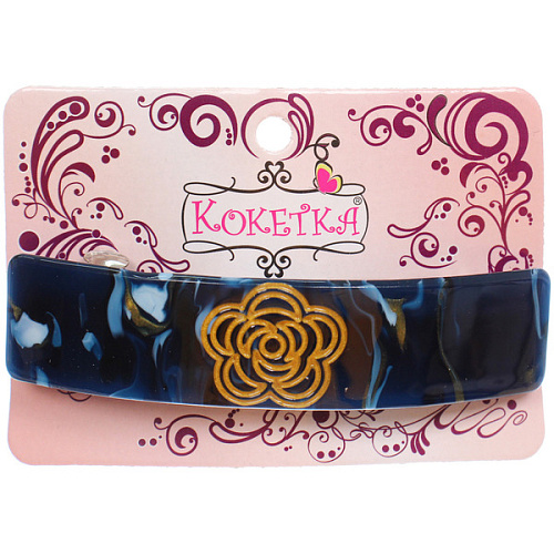 Заколка - автомат ЭКЛЕР, форма прямоугольная, розалия, микс 5 цветов, 112,8см (блистер Кокетка)_4