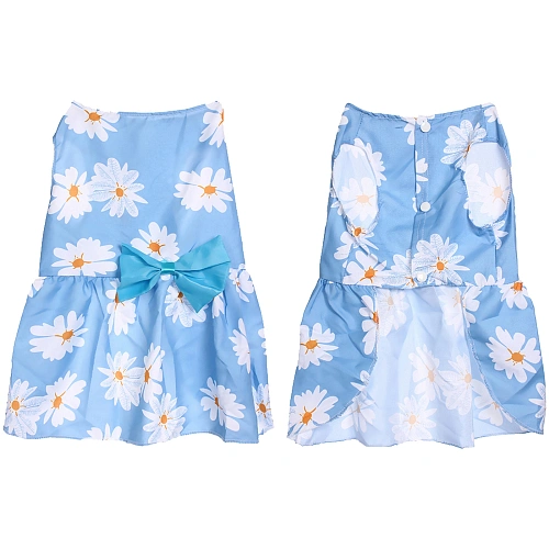 Платье для кошек и собак мелких пород Бонита на прогулке, ромашки, размер ХL, длина спинки 32-34см_9