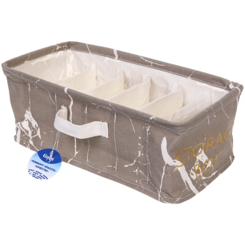 Коробка для хранения 6 ячеек "ИДЕЯДОМА", цвет серый, 32*17*12см (лейбл Селфи)