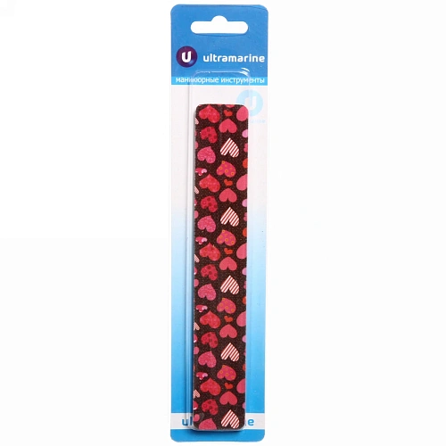 Пилка для ногтей наждачная на блистере прямая широкая "Ultramarine", рис. микс 18*2см